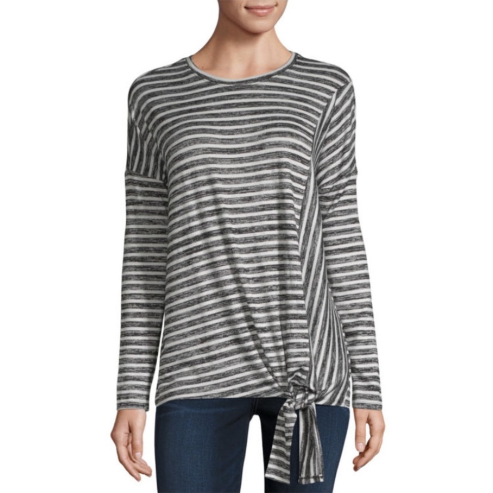 NWT a.n.a Crew Neck Long Sleeve Side Tie Tunic Top
